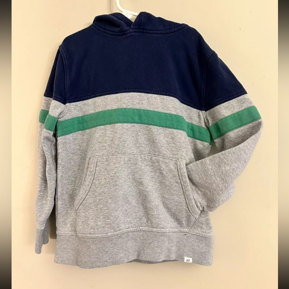Gap Kids Colorblock Pullover Hoodie Sweatshirt Size Medium Blue Gray Green
